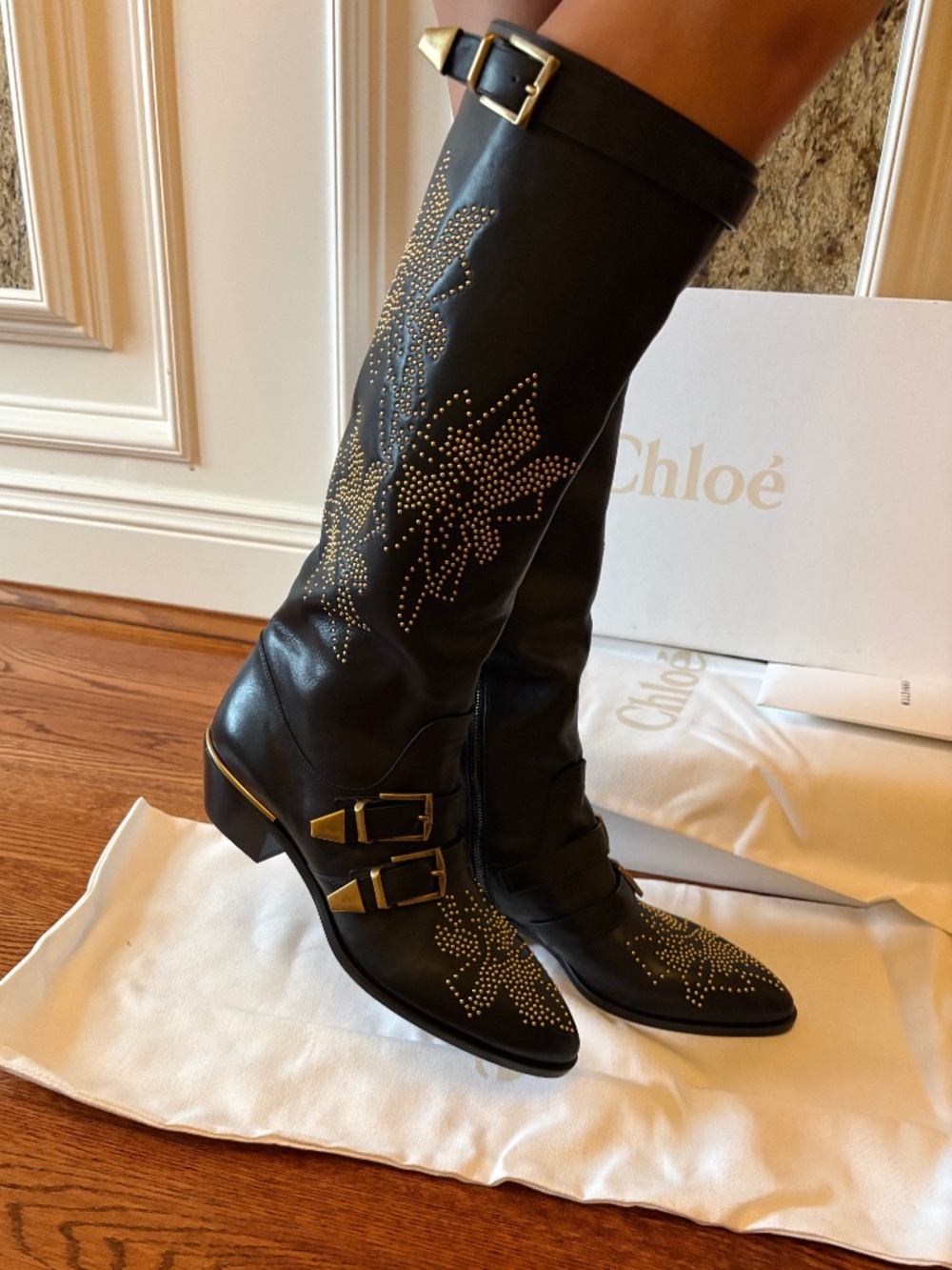 Chloe Susana studded Knee-high Leather boots ❤️